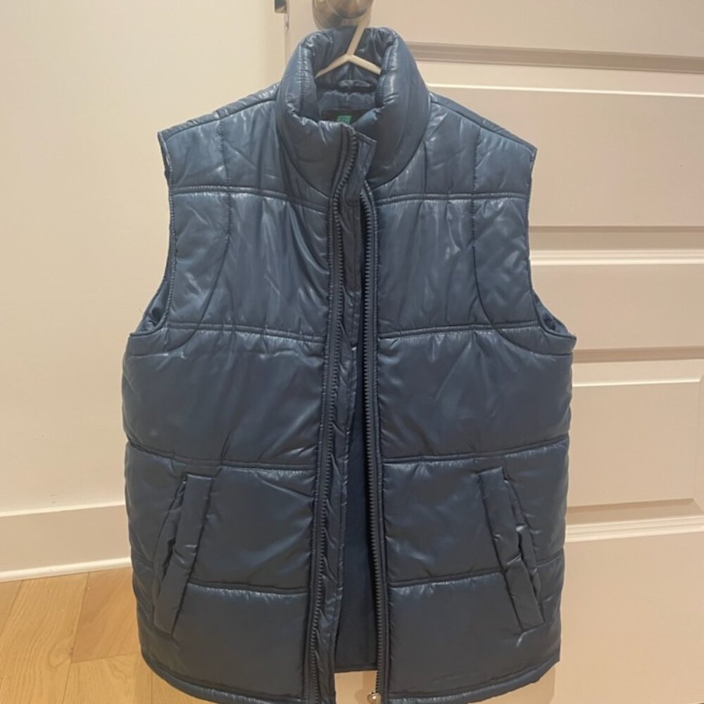 Vintage Men's Franky Max 1991 Puffer Vest Blue Size M